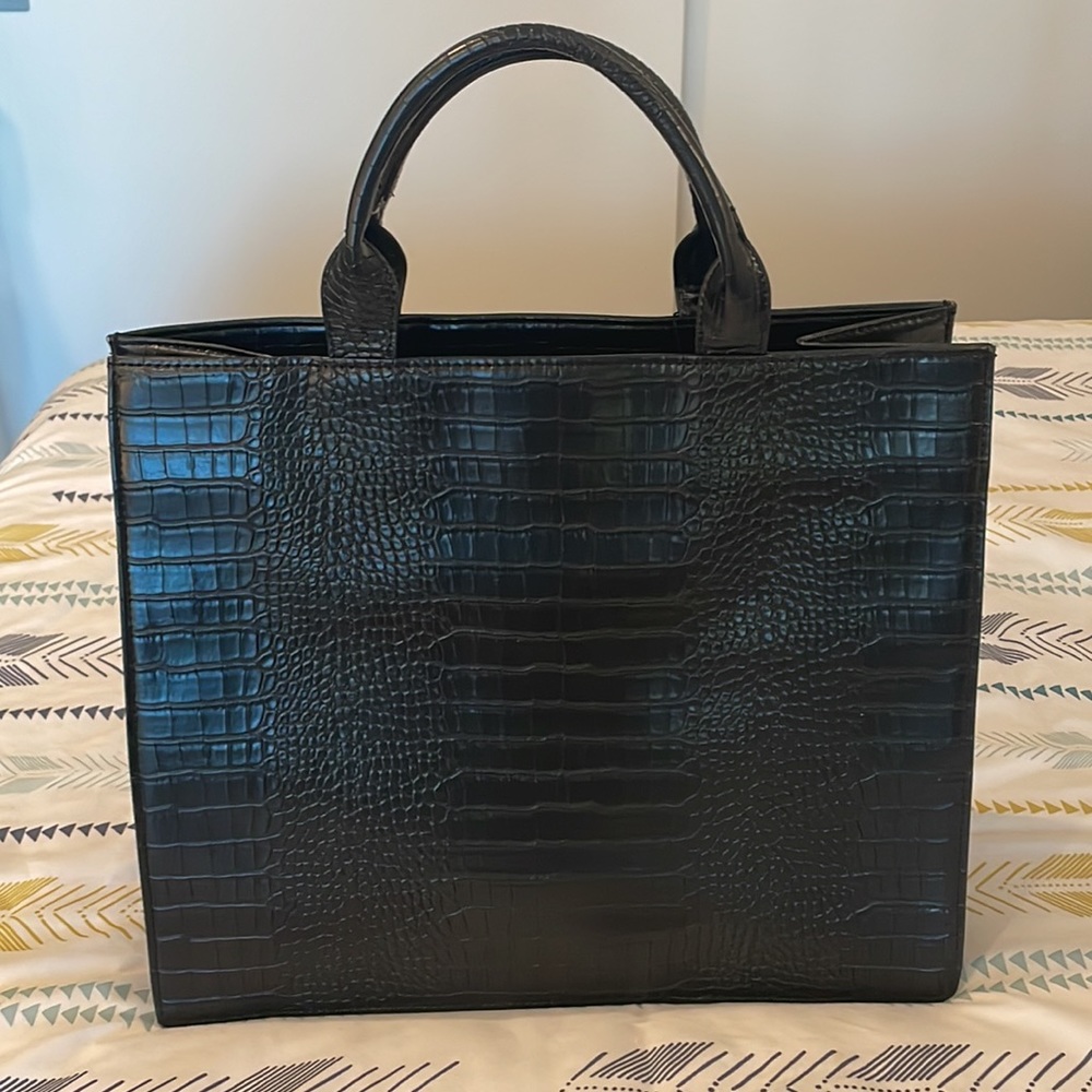 Faux leather tote bag